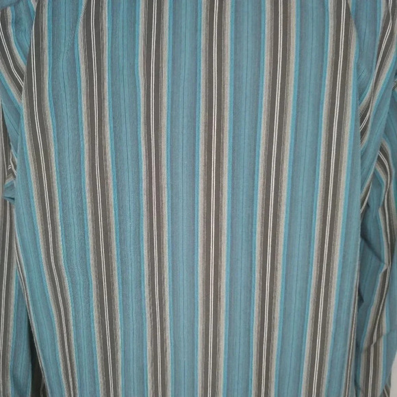 Sergio Maldini Dress Shirt, Button Down, Striped, Teal/Black/Gray, XL - Picture 6 of 9